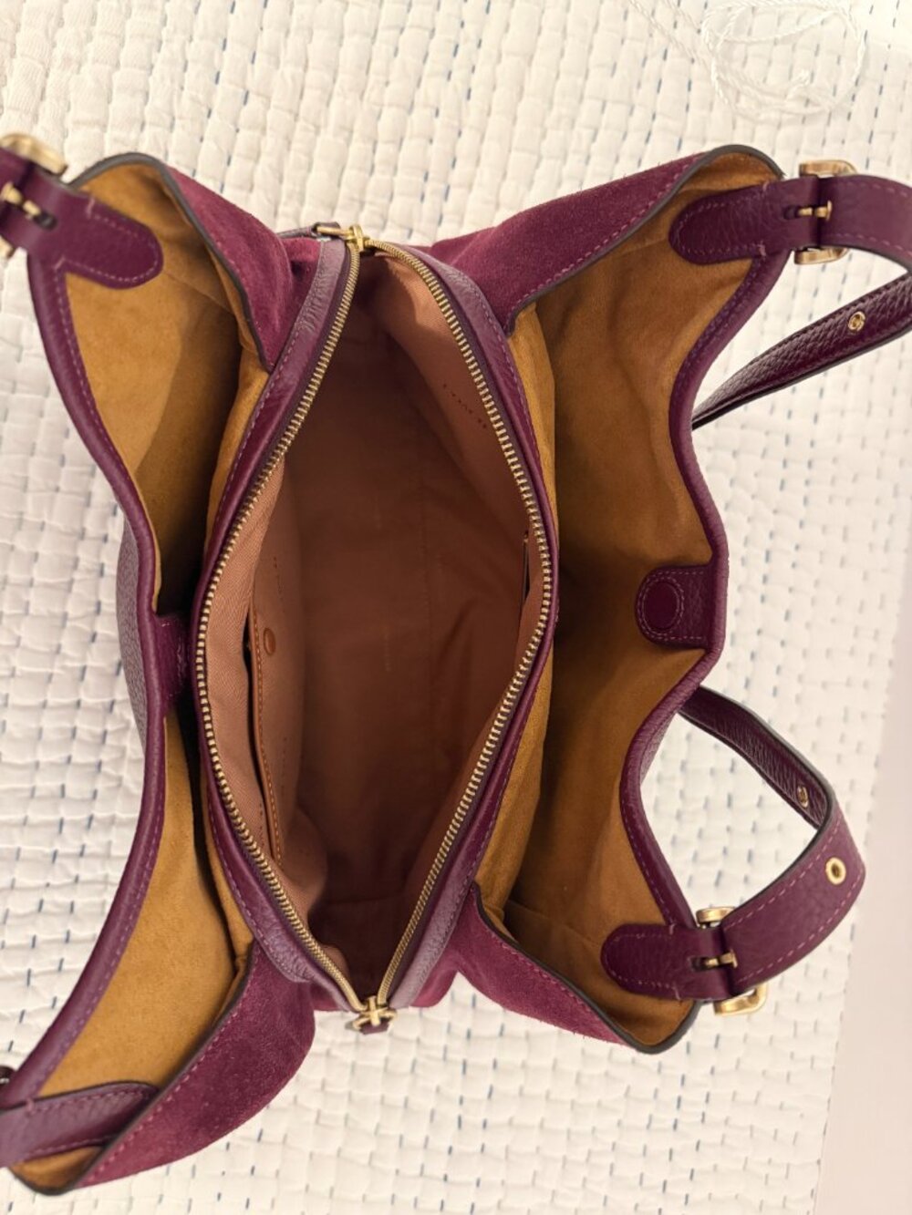 COACH LORI LEATHER & SUEDE SHOULDER BAG - Picture 8 of 12